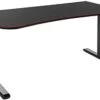 63"w Computer Desk With Height Adjustable Crank, Desk Pad Protector - Black
