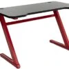 47.25"w Gaming Computer Desk With Z-Shaped Design, Floor Levelers - Red