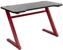 47.25"w Gaming Computer Desk With Z-Shaped Design, Floor Levelers - Red