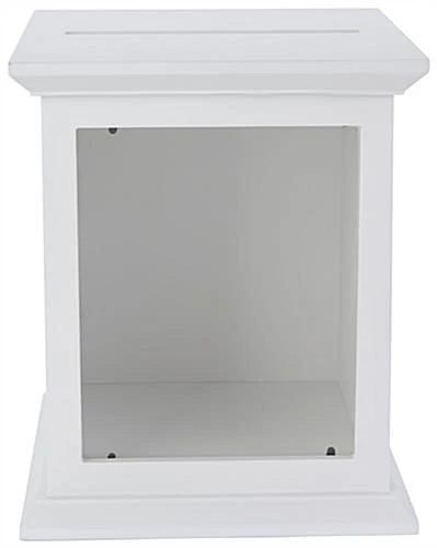 Wooden Card Box With 8 X 10 Frame, Top Insert, Hinged Back Door, Countertop - Ivory - Image 4