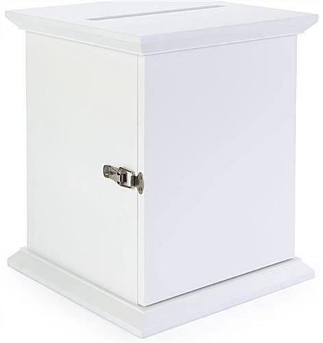 Wooden Card Box With 8 X 10 Frame, Top Insert, Hinged Back Door, Countertop - Ivory - Image 8