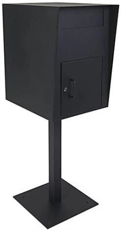 16 W X 52 H Outdoor Pedestal Drop Box W/ Permanent Mounting And Steel Build - Black