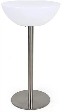 23.5" X 43" Round LED Table, 16 Color Options, Rechargeable Battery - White