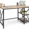 47" W X 22" D X 30" H Wood And Steel Industrial-Style Desk - Natural