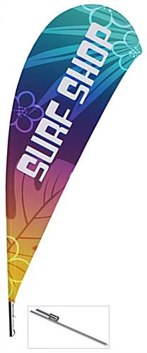 11' Custom Teardrop Flag With Ground Spike - 1 Full Color Printing