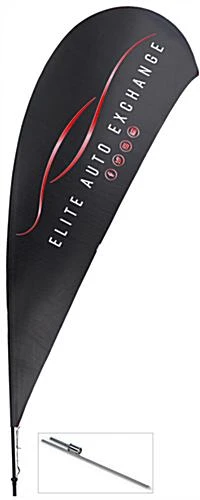 11' Custom Teardrop Flag With Ground Spike - 2 Color Printing