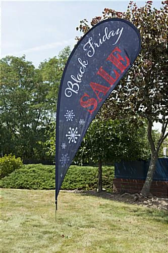 11' Teardrop Flag & Ground Spike W/ Preprinted “Black Friday” Message - Black - Image 2