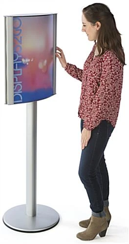 18 X 24 Poster Stand For Floor, Front Loading, Curved Frame, 2-Sided - Silver - Image 3