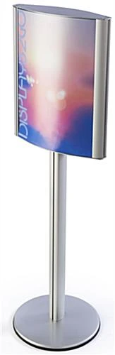 18 X 24 Poster Stand For Floor, Front Loading, Curved Frame, 2-Sided - Silver