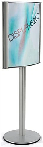22 X 28 Poster Stand For Floor, Front Loading, Curved Frame, 2 Sided - Silver