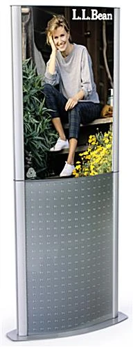 24 X 36 Poster Stand For Floor, Snap Open, Curved, With Silver Panel - Silver
