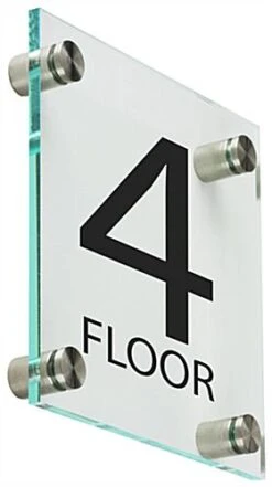 Workshop Series 6 X 6 Wall Sign W/ “Floor 3” Pre-Printed, Acrylic & Standoffs - Clear