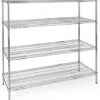 4-Tiered Wire Rack Display, Floor Stand, 60"w Adjustable Shelves - Chrome