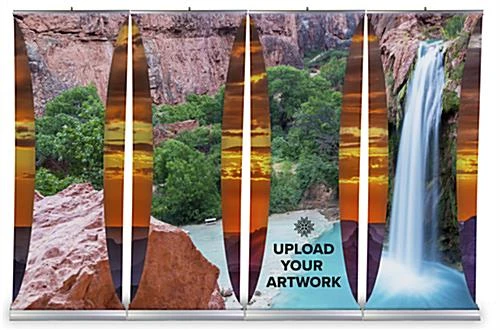 Retractable 3D Effect Banner Stand, Custom Graphics, Pyramid Front Panel - Silver - Image 8