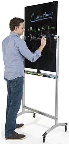 28 X 40 Write-On Board, Floor Stand W/Wheels, Wet/Dry Erase, Double Sided, Black/Gray - Image 7