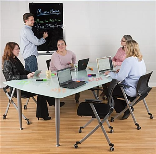 28 X 40 Write-On Board, Floor Stand W/Wheels, Wet/Dry Erase, Double Sided, Black/Gray - Image 8