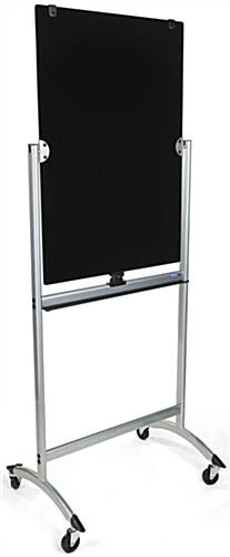 28 X 40 Write-On Board, Floor Stand W/Wheels, Wet/Dry Erase, Double Sided, Black/Gray