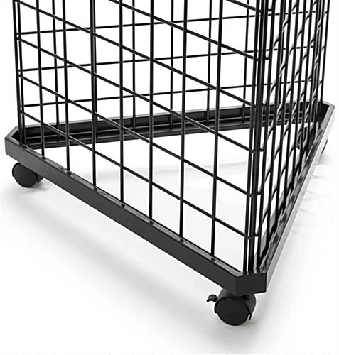 27"w Metal Triangle Shaped Gridwall Base With Wheels, Holds Three Panels - Black - Image 2