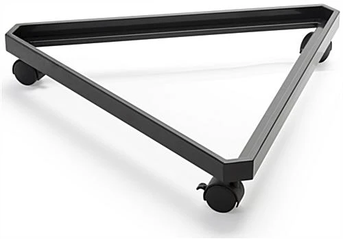27"w Metal Triangle Shaped Gridwall Base With Wheels, Holds Three Panels - Black