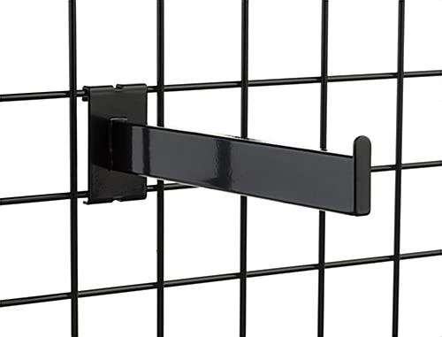 12” Metal Gridwall Straight Faceout Hook, Set Of 4 - Black - Image 2