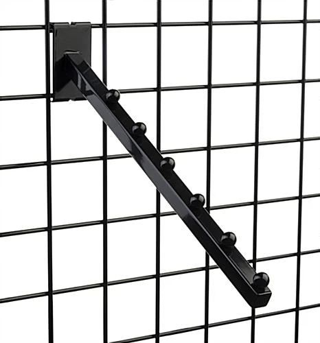 16” Metal Gridwall 6-Ball Waterfall Hook, Set Of 10 - Black - Image 2