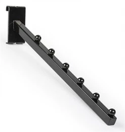 16” Metal Gridwall 6-Ball Waterfall Hook, Set Of 10 - Black