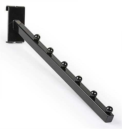 16” Metal Gridwall 6-Ball Waterfall Hook, Set Of 10 - Black