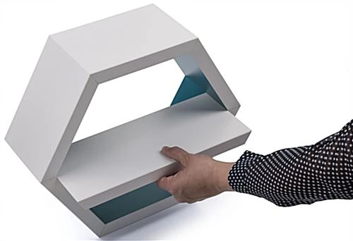 16"w Wall Shelf, Honeycomb Shape, Removable Shelf, Teal Interior - White - Image 3