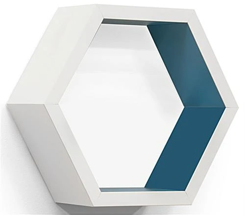 16"w Wall Shelf, Honeycomb Shape, Removable Shelf, Teal Interior - White - Image 5