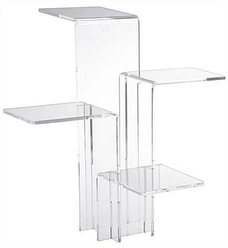 Tiered Acrylic Display Riser With 4 Platforms, Set Of 2 - Clear