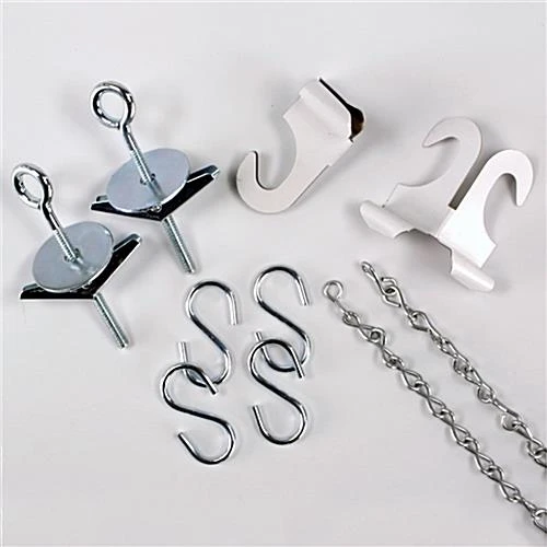 Sign Hanging Hardware With (2) 60" Chains, Bolts, Hooks And Clips For Ceiling