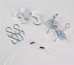 Sign Hanging Hardware With (2) 60" Nylon Lines, Bolts, Hooks And Clips For Ceiling