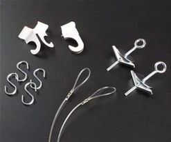 Sign Hanging Hardware With (2) 12" Nylon Lines, Bolts, Hooks And Clips For Ceiling