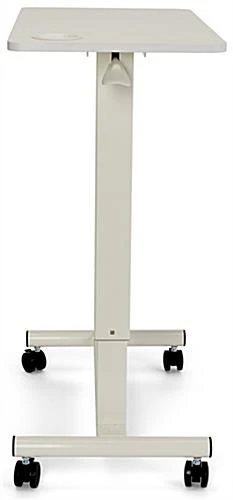 28" Height Adjustable Bedside Desk, Gas Assist With Wheels, Cup Holder - White - Image 3