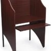 Study Carrel, 32”W X 48”H, Starter Unit, Keyboard Tray, Steel Legs - Mahogany