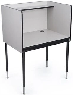 Study Carrel, Adjustable Height 47”-53”, Starter Unit, Steel Legs – Gray