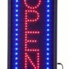 OPEN Animated LED Sign With Chains, Vertical Display - Red & Blue