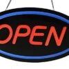 OPEN LED Sign With Hanging Chain - 24 X 13 Oval Red & Blue