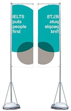 13' Banner Flag Stand With 3 Color Custom Printing, Single-sided
