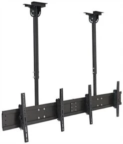 Ceiling TV Mount For (2) 30"-60” Monitors, Tilting Bracket, Adjustable Height - Black