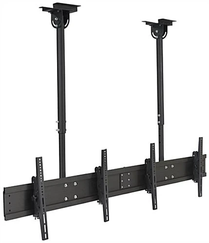 Ceiling TV Mount For (2) 30"-60” Monitors, Tilting Bracket, Adjustable Height - Black