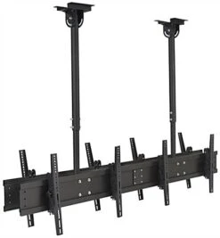 Ceiling TV Mount For (4) 30"-60” Monitors, Tilting Bracket, Adjustable Height - Black