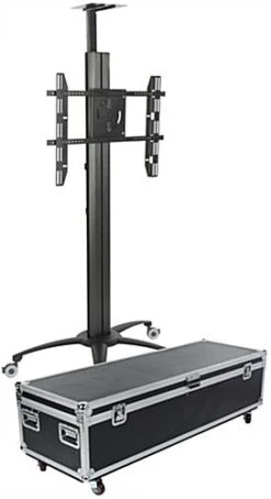 TV Stand With Portable Case, Fits Monitors 30 - 84-In, Wheels & Camera Mount – Black