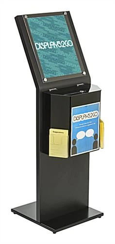 Acrylic Ballot Box With 11 X 14 Sign Holder, 2 Side Pockets, Floor Standing - Black