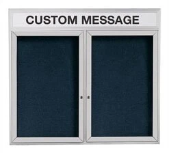 60 X 36-Inch Enclosed Letter Board With Custom Text Header, Wall Mount - Silver
