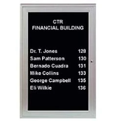 24 X 36 Enclosed Letter Board With 3/4" Letter Set, Wall Mount - Silver