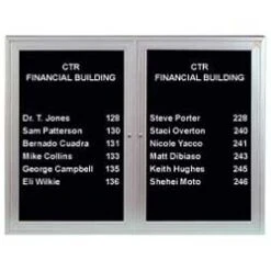 48 X 36 Enclosed Letter Board With 3/4" Letter Set, 2 Doors, Wall Mount - Silver