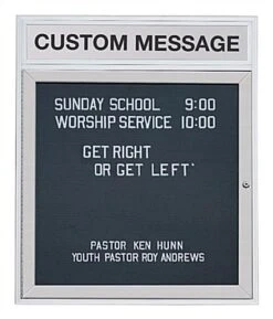 24 X 36-Inch Enclosed Letter Board W/ Letter Set & Custom Header, Wall Mount - Silver