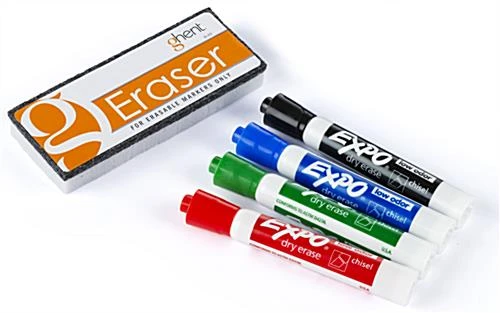 Dry Erase Markers With Eraser - Set Of 4 Colors