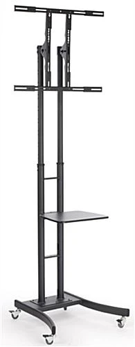 TV Stand With AV Shelf, Fits Monitors 32 To 65", Locking Wheels – Black